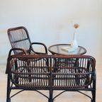 Vintage Rotan Bankje Fauteuil Set Jaren 70 thumbnail 4