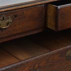 Mooie Antieke Eikenhouten Engelse Ladekast/ Commode Uit De 18e Eeuw Met Originele Bolpootjes thumbnail 11