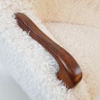 Vintage Bank Teak Hout Teddy Stof Nieuw | Uniek Organisch thumbnail 4