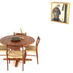 Ronde Massief Teak Deense 1x Verlengbare Eettafel 'kalundborg' Vintage thumbnail 14