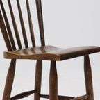 Set Of 4 Brutalist Dutch Solid Oak Dining Chairs 1960S thumbnail 6