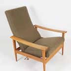 Vintage Deense Relax Fauteuil Verstelbaar | Groene Stoel thumbnail 4