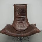 Wammes Loungestoel Van Bruin Leer Door Gerard Van Den Berg Voor Montis, Jaren 70 thumbnail 5