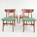 4 Vintage Deense Stoelen Farstrup Nieuw Gestoffeerd Roze thumbnail 2