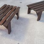 Vintage Houten Lattenbank Salontafel Bijzettafel, P/p/s thumbnail 9