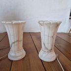 2 Vintage Spaanse Albast Tafel Lampen thumbnail 5