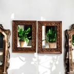 Set Van 2 Vintage Identieke Houten Spiegels In Ibiza Stijl thumbnail 3