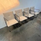Vier Arco Frame Eetkamerstoelen, Crème Bekleding, Burkhard Vogtherr thumbnail 7