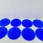 Set 8 Blauw Murano Glas Borden / Onderbord Italy ‘80 Modern thumbnail 6