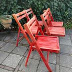 Klapstoelen Mid Century Rood, Set Van 5 thumbnail 3