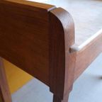 Antiek Eikenhouten Wastafel Meubel Met Marmer Blad, Tafeltje thumbnail 3