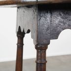 Charmante Antieke En Zeer Originele Engelse Eikenhouten Bijzet/ Center Table Uit De 18E Eeuw thumbnail 7