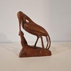 Teakhouten Artdeco Vogel Beeld Vintage Beeld thumbnail 6