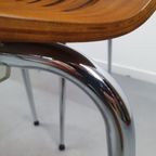 Set (2) Design Stoelen In Walnoot Fineer. Poten In Chroom. thumbnail 7
