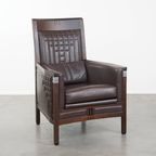 Luxe Art Deco Schuitema Design Fauteuil Met Donkerbruin Leer Uit De Decoforma Serie thumbnail 2