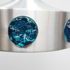 Deense Vintage Hanglamp Aluminium Blauw Glas thumbnail 4