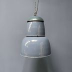 Grote Industriële Blauwgrijze Emaille Hanglamp thumbnail 7