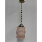Art Deco Hanglamp Met Roze Matglazen Kap thumbnail 2