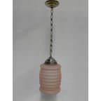 Art Deco Hanglamp Met Roze Matglazen Kap thumbnail 2