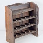 Vintage Eiken Brutalist Eiken Houten Wijnrek Japandi 1960 thumbnail 9