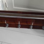 Vintage Wandkapstok Hout Metaal Jaren 60 thumbnail 4