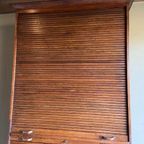 Prachtige Hoge Antieke Eiken Houten Archiefkast, Rolluikkast thumbnail 6