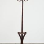 Charmante, Sierlijke Staande Bentwood Vintage Kapstok/ Parapluhouder In Thonet Stijl thumbnail 3