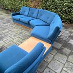 Vintage Hoekbank Petrolblauw - 6 Zitelementen + Tafel Uniek thumbnail 5