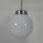 Art Deco Hanglamp Met Witte Bol, Jaren 30 thumbnail 6