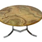 Vintage Salontafel Steen Onyx Chrome Jaren 70 Design thumbnail 5