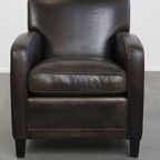 Stijlvolle En Tijdloze Zwart/ Grijze Schapenleren Design Fauteuil/ Armchair Met Comfortabele Zit thumbnail 2