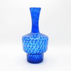 Murano Blauw Glazen Vaas Met Luchtbellen thumbnail 2
