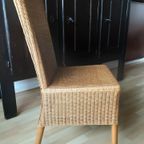 Ronde Massief Houten Eettafel Wit + 4 Rieten Stoelen Origineel Loom Furniture thumbnail 2