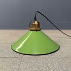 Groen Emaille Hanglamp Met Messing Armatuur thumbnail 6