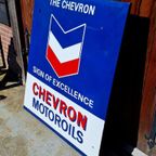Xl Emaille Reclamebord Chevron Motoroil, Langcat Bussum️⛽️ thumbnail 5