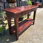 Donker Teakhouten Sidetable, Wandtafel, Console Afm. 120x40cm En 74cm Hoog thumbnail 4