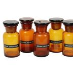 Echte Oude Apotheker Medische Flessen Potten Set Bruin Amber Glas thumbnail 8