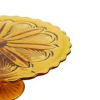 Art Deco Amber Taartschaal Gebak Schaal Depression Glass 27cm thumbnail 3