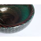 Murano Glass Green Bullicante And Filigrana Bowl. thumbnail 5