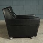 Vintage Lederen Fauteuil – Zwart – Jaren 70 thumbnail 9