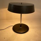 Midcentury Modern - Table Lamp - Black Base That Support A Gray Shade On A Chrome Upright thumbnail 11
