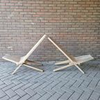Set 2 Lounge Fauteuils Lattenbank Ligstoelen Tuinstoelen thumbnail 13