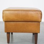 Grote Cognac Kleurige Rundleren Hocker In Engelse Stijl thumbnail 6