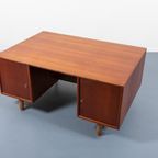 1950’S Danish Modern Architectural Teak Desk / Bureau thumbnail 3