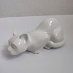 Vintage Keramiek Kat Poes Wit Beeldje Decoratie thumbnail 4