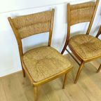 Vier Mid Century Rieten Eettafel Stoelen | 4 Stoelen Set thumbnail 7