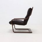 Scandinavian Bent Wood And Leather Lounge Chair 1960S thumbnail 5