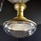 Antieke Lamp – Bol Glazen Kap & Goudkleurig Armatuur – Jaren 20 thumbnail 3