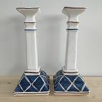 Kaarsenstandaard Kandelaar Blauw Wit Handmade Portugal thumbnail 3