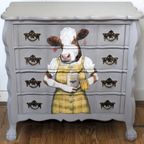 Grijze Ladekast “Koe”, Brocante thumbnail 2